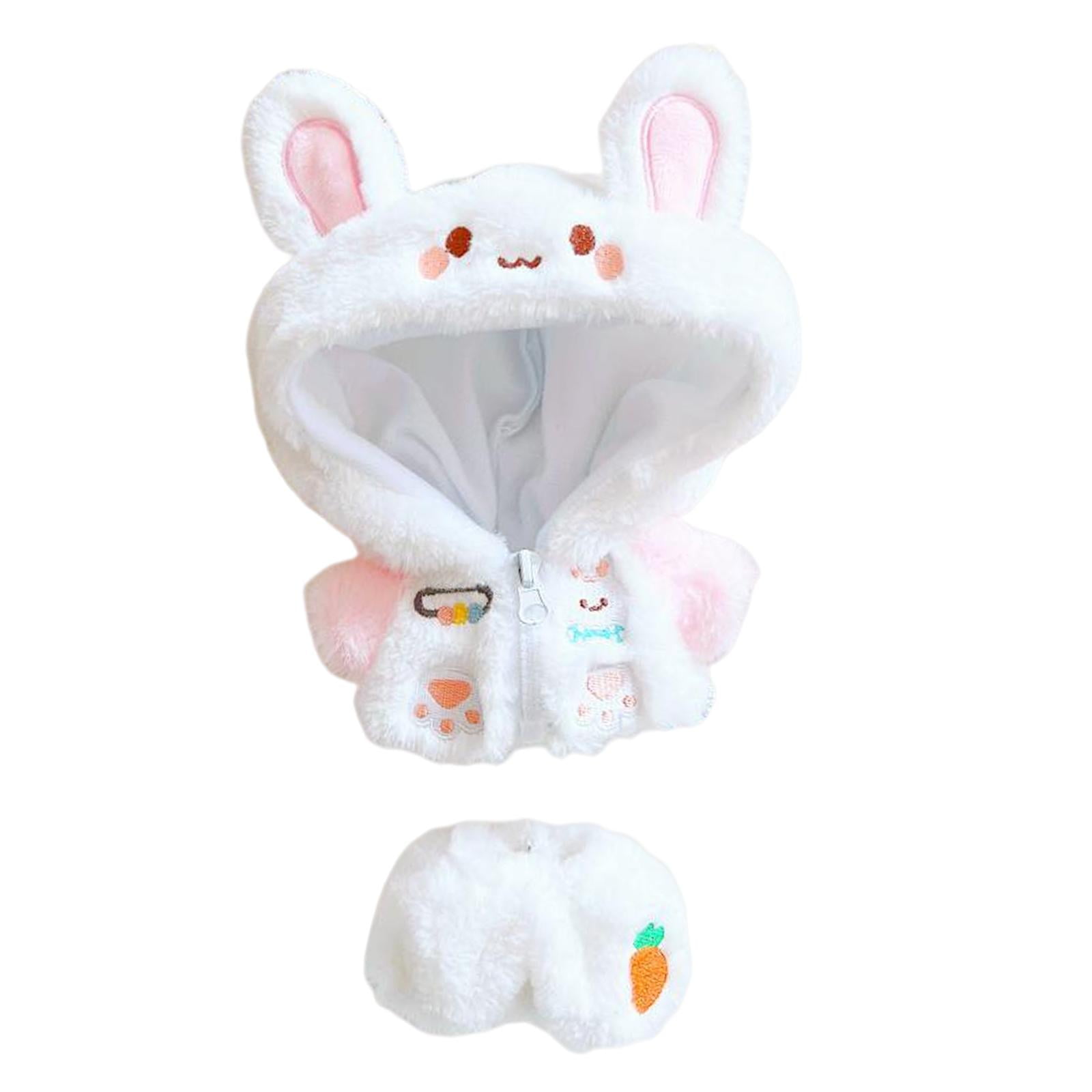 Magideal - Vestido De Muñeca De 7,8 Pulgadas, Abrigo Con Cremallera, Pantalones, Conjunto De Ropa De Cambio De Muñeca, Ropa De Felpa De Muñeca De Moda Para Muñec Conejo