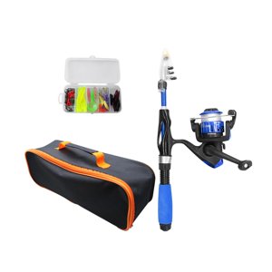 Ioensy - Caña De Pescar Para Niños, Kit De Iniciación, Caña De Pescar Para Niños, Juego Completo Con Señuelos, Azul