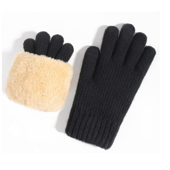 Guante De Lana Con Chiporro Unisex Para Adultos y Jovenes Color Negro