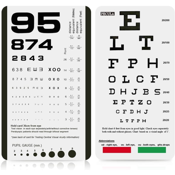 Eye Chart PECULA Pocket Chart Snellen Rosenbaum 36 cm