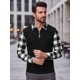 thumbnail image 5 of INSPIRE CHIC Camisa Polo de Cuadros para Hombre de Manga Larga con Cremallera Casual para Golf Polo Camisas 2XL Negro, 5 of 6