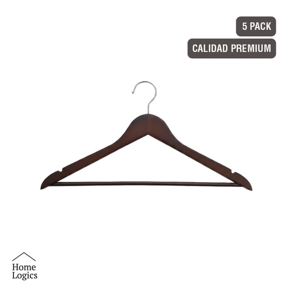 Set 5 Colgadores Ropa Premium de Madera Lotus Home Logics