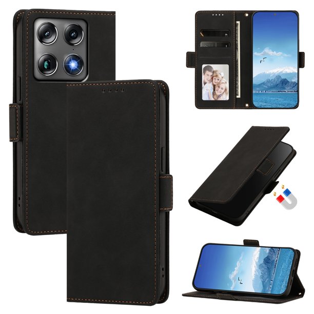 Funda Billetera Delgada para Motorola Signature 5G con Ranuras y Soporte Negro