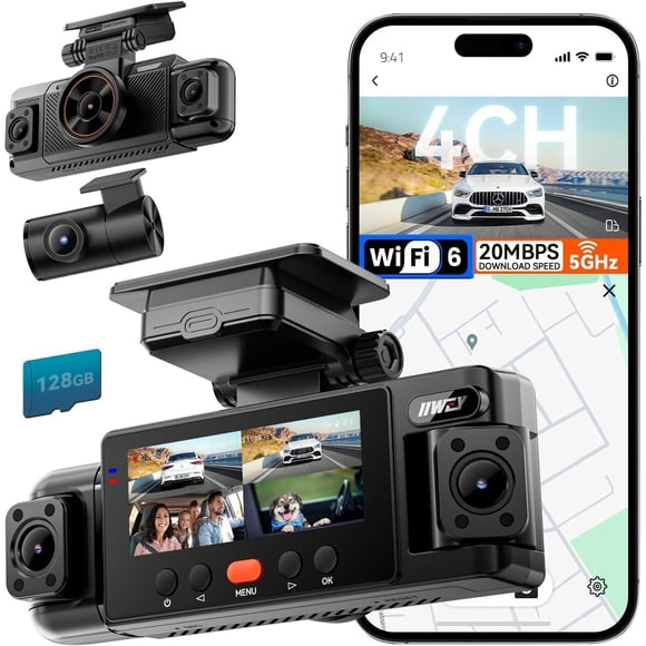 Cámara Auto IIWEY N6 4CH 360 WiFi 6 5.8 GHz 1080p GPS 128 GB