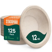 Cuenco De Sopa Desechable Stack Man De 12 Onzas, 100% Compostable, Paquete De 125