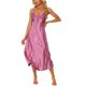 thumbnail image 2 of INSPIRE CHIC Camisón de Satén para Mujer con Cuello en V, Sin Mangas, Maxi Camisón con Tirantes Ajustables y Detalle de Pliegues, Vestido de Ropa de Dormir Sedoso, Pequeño, Púrpura, 2 of 6