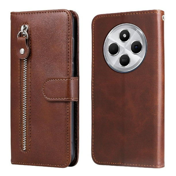 Funda con Cremallera para Xiaomi Redmi 14C 4G, Carcasa Cartera de Cuero PU con Soporte y Tarjetero