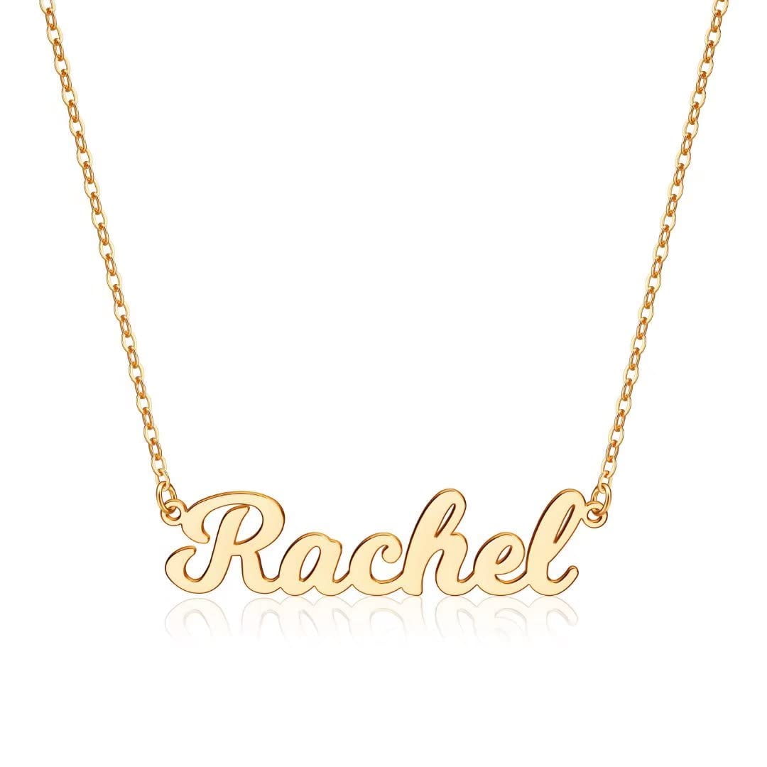 Ursteel - Collar Rachel Placa Personalizada Chapada En Oro 14k Para Mujeres