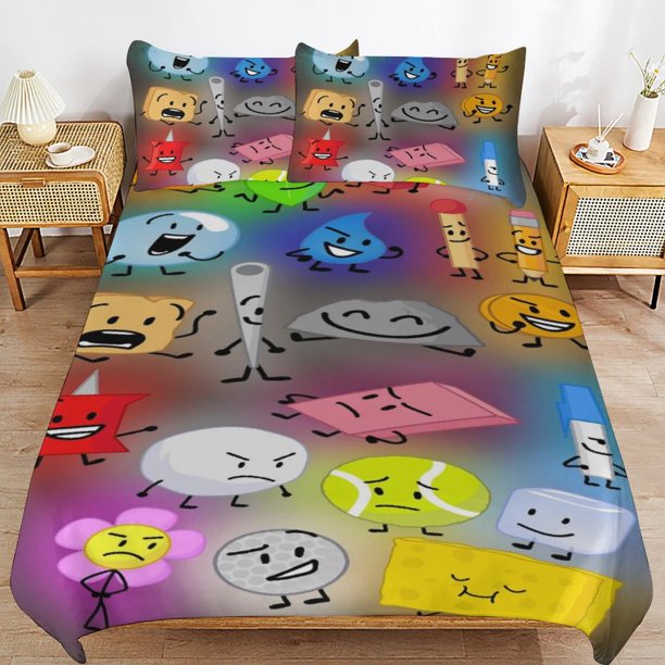 Game BFDI Battle For Dream Island Bedding Set Duvet Cover Comfortable and Lightweight Cartoon Bedding 3 Piece Bed Set