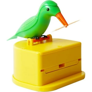 Veat00L - Dispensador De Palillos De Dientes Para Pájaros Pequeños, Soporte Automático Para Palillos De Dientes Con Una Caja De Palillos De Dientes, Decoración De Cocina De Plástico Portátil, 1 Unidad