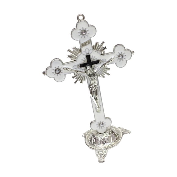 Crucifijo Y Estatuilla De Pie Jesucristo En La Cruz Estatua Para El Ornamento De La Capilla Blanco