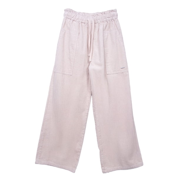 Pantalón Niña Cotelé Cintura Elasticada Crudo