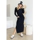 thumbnail image 4 of Saronite Vestido Largo Básico de Rayón con Cuello Redondo y Manga Larga, Negro (para Mujer), 4 of 4