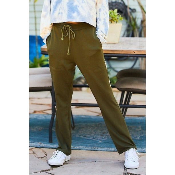 Saronite Pantalones Básicos de Tejido Francés de Rizo con Cintura ...