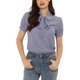 thumbnail image 1 of INSPIRE CHIC Blusa de Chifón con Estampado Retro de Regreso a Clases para Mujer, Manga Corta, Lazo, Cuello Peter Pan, XL, Púrpura Claro-Puntos, 1 of 6