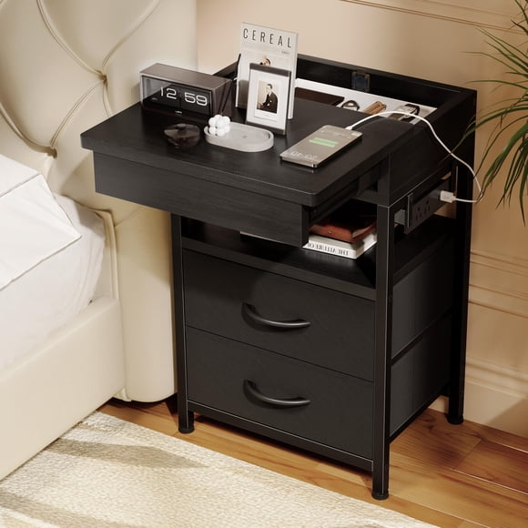 Mesa de Carga Lazzanto Nightstand Negra