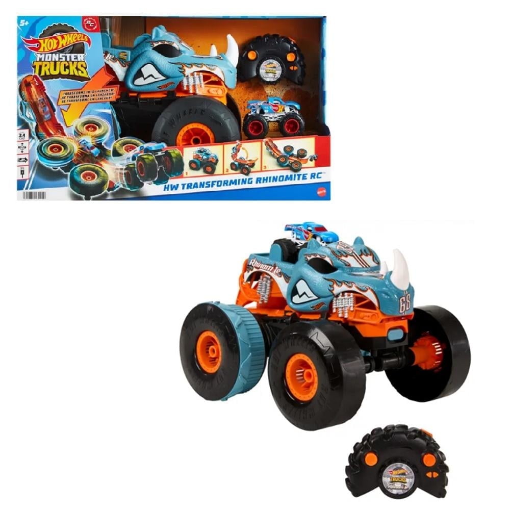Vehículo A Control Remoto Hot Wheels Monster Trucks Rhinomite 2 En 1