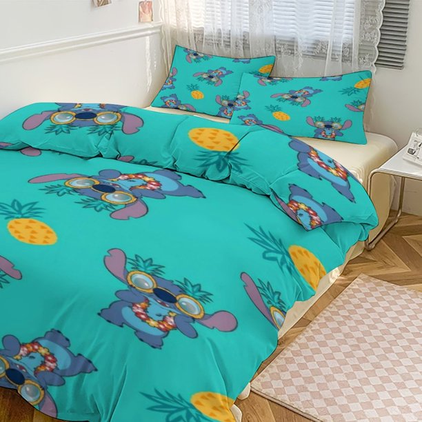 Stitch Print Bedding Set Pattern Duvet Cove Set 3 Pieces 1 Quilt Cover And 2 Pillowcases for Women Men Teens