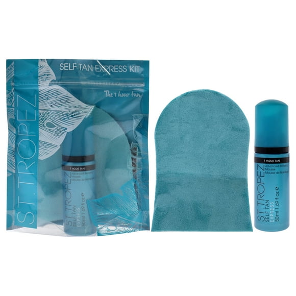 Kit Autobronceador Exprés De Para Unisex: 2 Piezas De Mousse Bronceadora Avanzada De 1,69 Oz Y Guante Aplicador De Lujo De Terciopelo