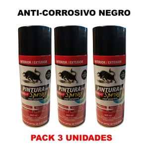 Toro Negro - Pintura En Spray Pack 3 Unidades Color Anticorrosivo Negro