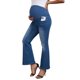 thumbnail image 1 of INSPIRE CHIC Jeans de Maternidad para Mujeres Corte Bota Pierna Rota Alta Elasticidad Sobre el Vientre Pantalones de Mezclilla Acampanados Casual S Azul, 1 of 6