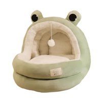 Ioensy - Cama Para Gatos Cueva Fondo Antideslizante Resistente Al Desgaste Gatos De Interior Semicerrado Nido Para Gatos Medio Verde