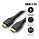 thumbnail image 2 of Cable HDMI 4K de 2 metros (6,6 pies) - Cable HDMI 2.0 de alta velocidad de 18 Gbps, compatible con 4K HDR, 3D, 2160p, 1080p, Ethernet y retorno de audio. Cable HDMI trenzado de 30 AWG, compatible con, 2 of 5