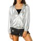 thumbnail image 2 of INSPIRE CHIC Chaqueta de Mujer Brillante de Manga Larga Ligera con Cremallera y Capucha Metálica XL Plata, 2 of 8