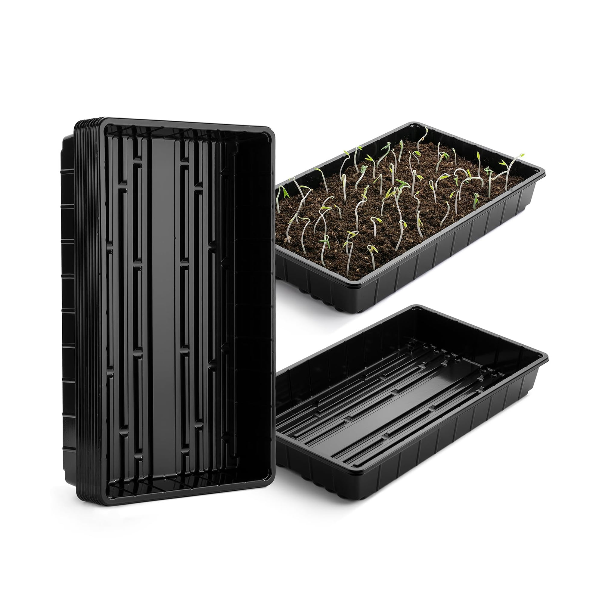 Bandejas De Plástico Mr. Pen Para Cultivo De Plantas, 10 Unidades, 43 X 25 Cm, Color Negro