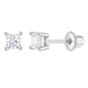 thumbnail image 1 of Aros solitario de circon cuadrado de plata 925 para bebes y niñas, 1 of 2