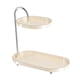 thumbnail image 1 of Organizador De Baño De 2 Niveles, Soporte Para Cosméticos Para Exhibir Artículos De Tocador, Blanco Y Plateado, 1 of 3