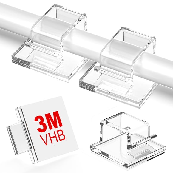 TidyHelper 100 piezas de clips adhesivos transparentes para cables y alambres en pared