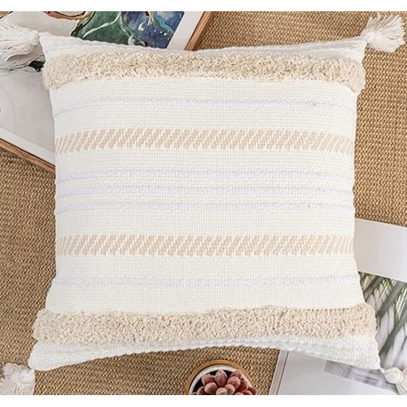 Cojín Boho 45 Cm X 45 Cm Tejido Beige