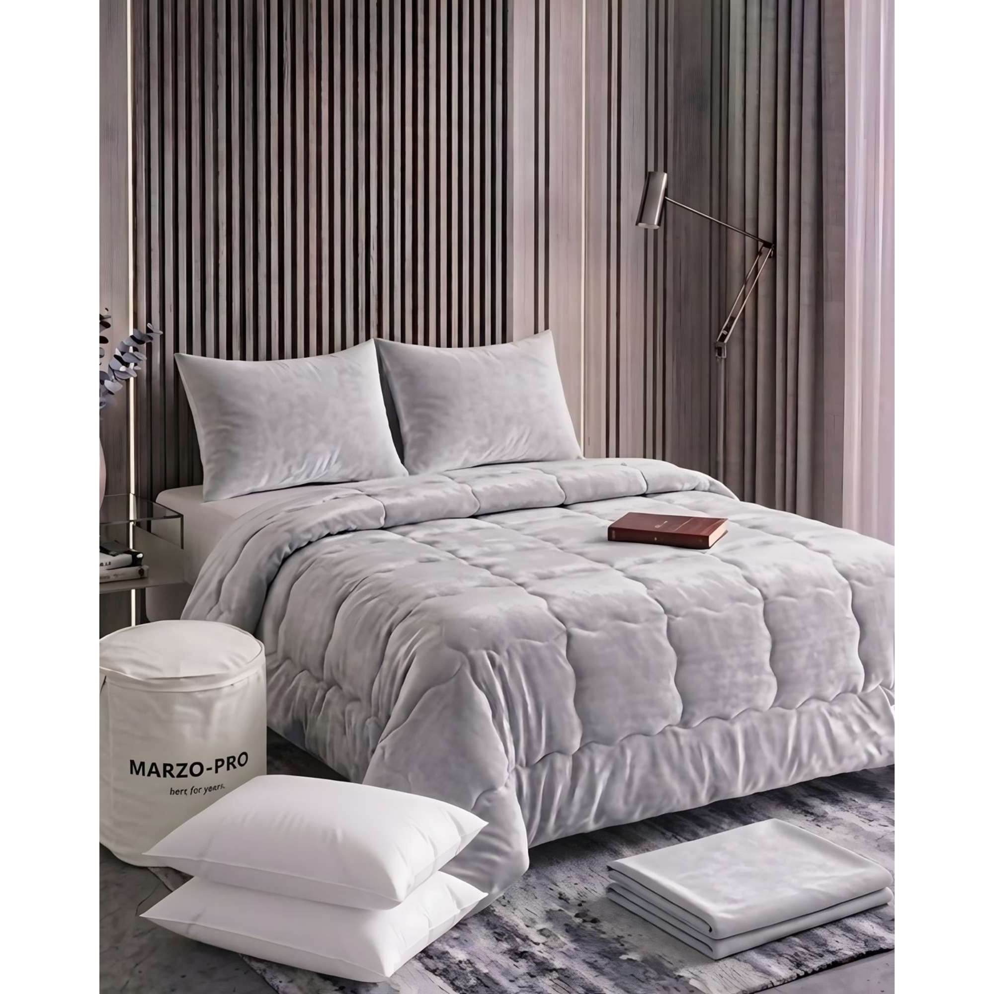Imac Hogar - Plumón Cubrecama Chiporro Velvet Soft Premium + Sábana Bajera Y Almohadas 230x250cm
