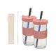thumbnail image 3 of Juego De Vasos De Agua Reutilizables Para Beber Jugo De Gran Capacidad De 24 Onzas, Tarro De Viaje, Color Rosa, 3 of 5
