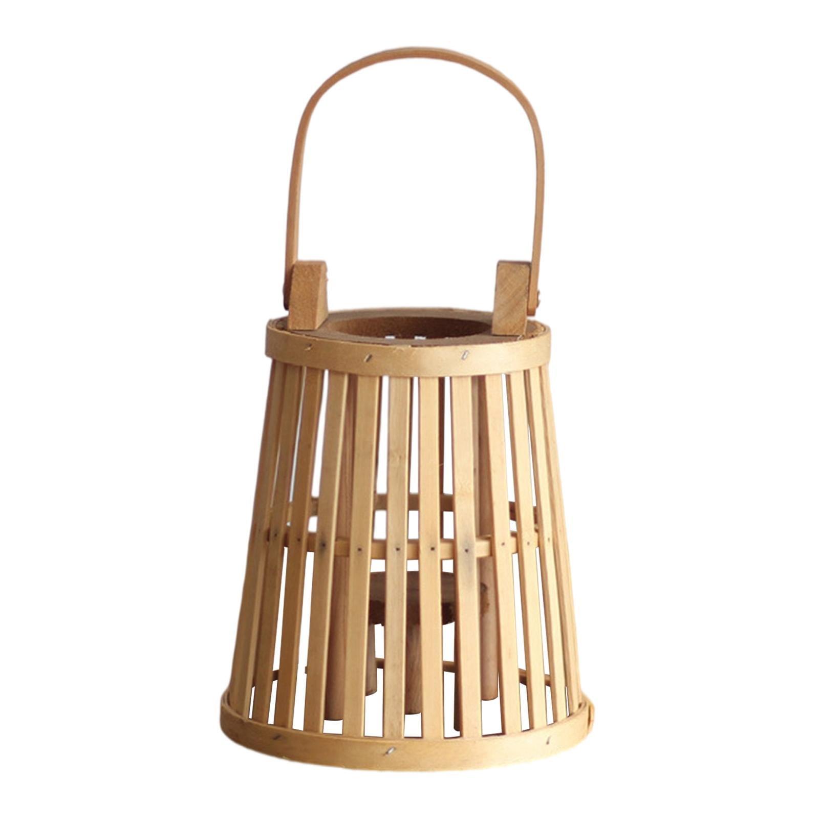 Bothyi - Linterna De Ratán De Bambú Para Exteriores Con Asa, Luz De Té, Patio, Jardín, Interior