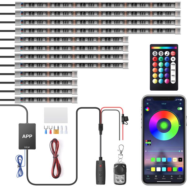 Kit de iluminación LED para motocicleta icicar con control de aplicaciones, 12 unidades