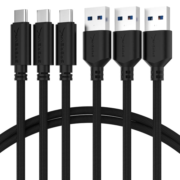 Cable SABRENT Premium, paquete de 3 unidades, 22 AWG, 1 m, USB-C a USB A 3.0