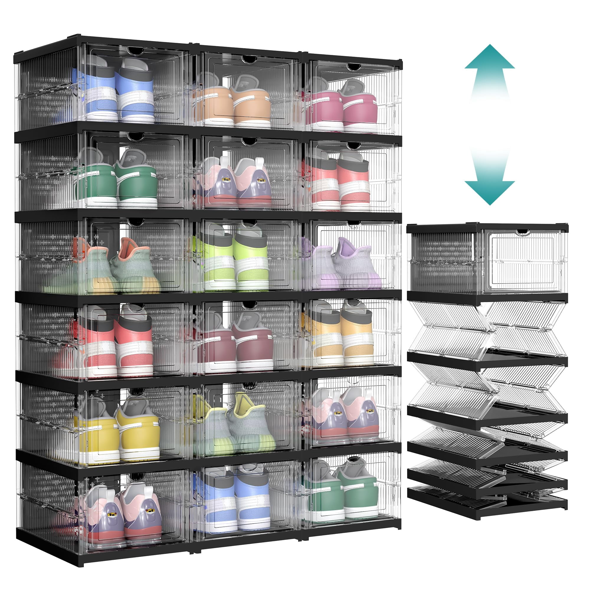 Cajas Para Zapatos Songmics, Plegables Y Apilables, 18 Unidades, Talla 13 De Ee. Uu.