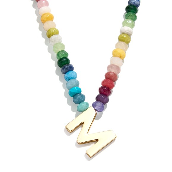 Collar BaubleBar 46 cm con Inicial y Piedras Semipreciosas
