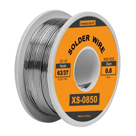 Alambre de soldadura Twocorn 0,8 mm 50 g 63/37 con fundente 1,8 %