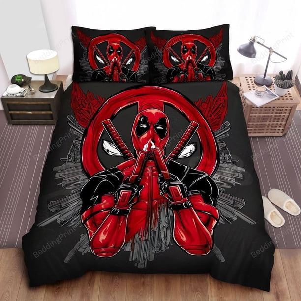 Deadpool Icon Quilt Duvet Cover Set Soft Home Textiles Kids Bed Linen Bedspread3-Piece Bedding Set