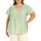 thumbnail image 4 of GRACE & GRANDEUR Blusa Casual de Verano para Mujer Talla Grande con Textura Jacquard, Hombro Fruncido, Manga con Volantes y Cuello en V, Talla 2X Verde Claro, 4 of 6