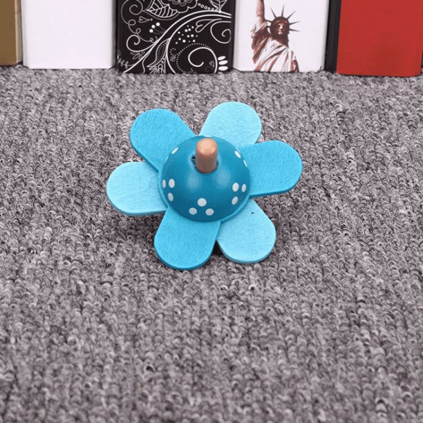 Wooden Gyro Children's Toys, Wooden Painted Flowers Rotating Toys, Hands-on Decompression