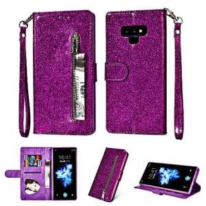 Funda Para Foxdock Elegante Funda Samsung Galaxy Note9 Glitter Con Cremallera-Ideal Para El Uso Diario
