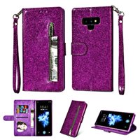 Funda Para Foxdock Elegante Funda Samsung Galaxy Note9 Glitter Con Cremallera-Ideal Para El Uso Diario