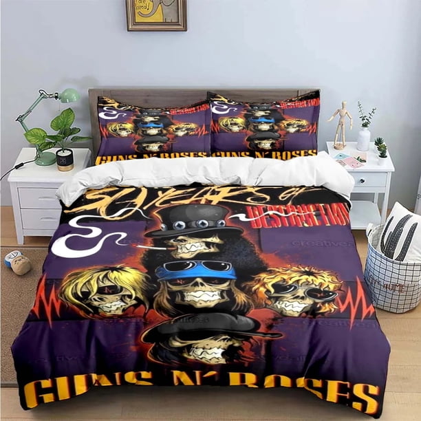 3D Print Guns N Roses GNR Band Retro Bedding Set Boys Girls Twin Queen King Size Duvet Cover Pillowcase Bed boys Adult