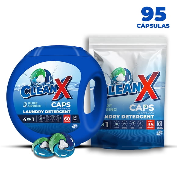 Detergente Para Ropa En Cápsulas CleanX 4en1 Botella 95Un
