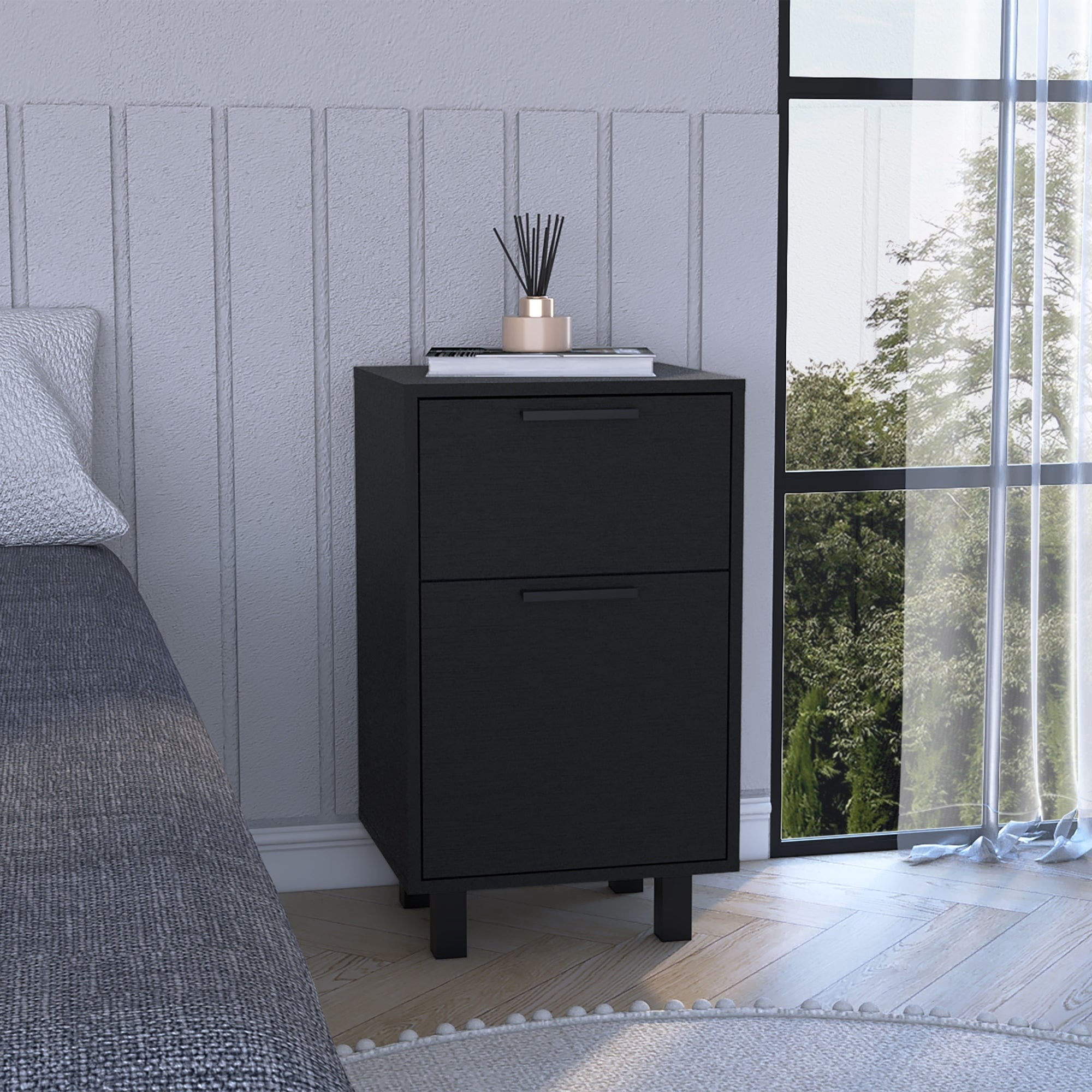 Tuhome - Velador Z-81 Secret 1 Puerta Y Cajón Oculto Wengue