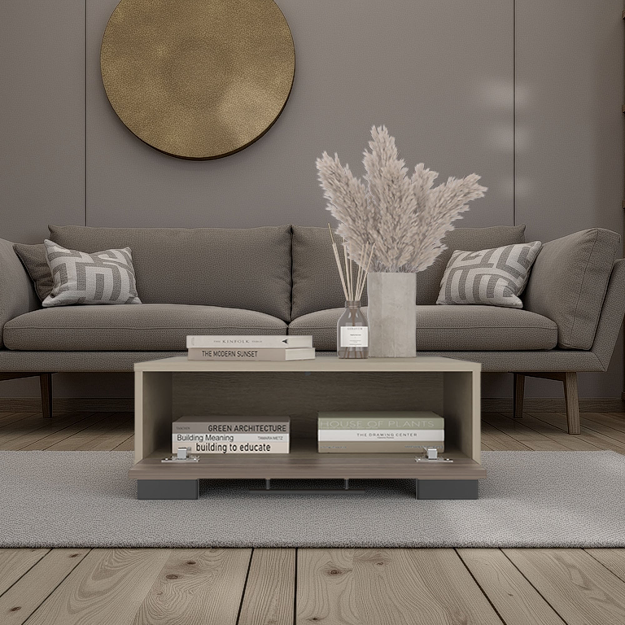 Tuhome - Mesa De Centro 1 Cajón Marsella Cartagena Y Avellana 23,8x60x60 Cm